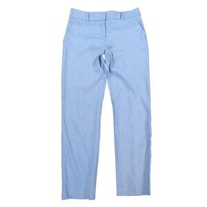 Express Columnist Ankle Pants Womens 4R Light Blue Linen Blend Stretch Mid Rise